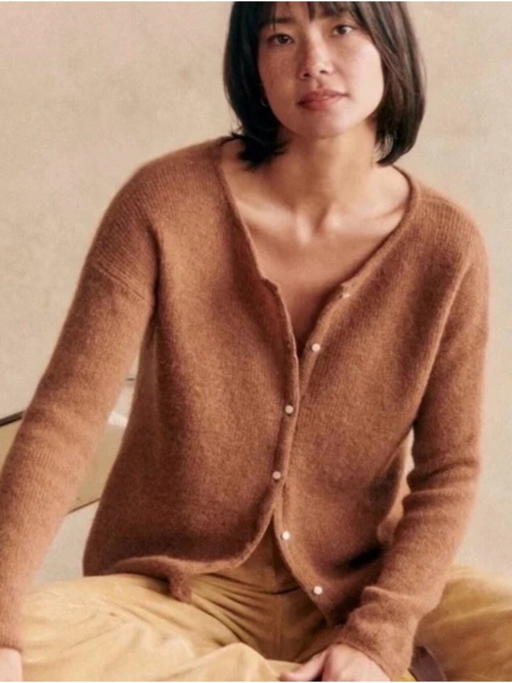 Sezane Gaspard Cardigan Camel